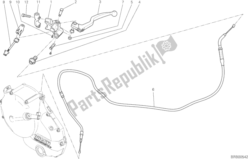All parts for the Clutch Control of the Ducati Monster 821 USA 2017
